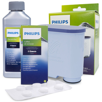 SET: Philips Saeco AquaClean Filter CA6903 + Entkalker CA6700 + Entfettungstabletten CA6704