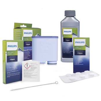 SET: Philips Saeco CA6903 AquaClean Filter + Entkalker CA6700 + Tabletten CA6704 + Milchkreislaufreiniger CA6705 + Bürste