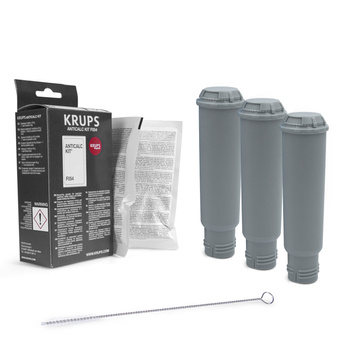 SET: 3x Spitze Gewinde Wasserfilter Ersatz für Krups F088 + Krups Entkalker F054 + Bürste