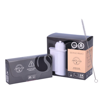 SET: Seltino Primo Wasserfilter für Siemens/Bosch, 3er-Pack – Ersatz für BRITA Intenza TZ70003 + Seltino Calc Entkalkungstabletten + Reinigungsbürste
