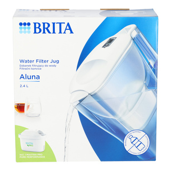 BRITA Aluna Wasserfilterkanne 2,4 l, weiß mit MAXTRA PRO Pure Performance Filterkartusche