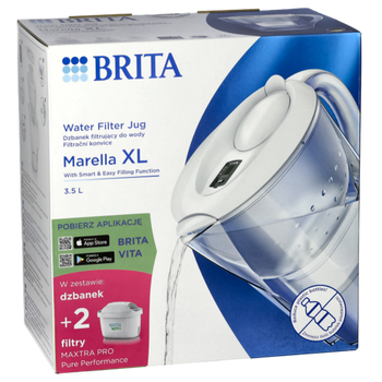 Brita Marella XL Wasserfilterkanne 3,5 L, weiß + 2× MAXTRA PRO Pure Performance Filterkartuschen
