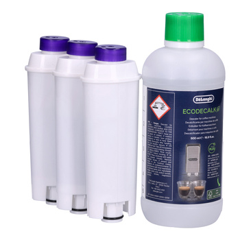 SET: 3x Spitze Ellipse Wasserfilter – Ersatz für DLS C002 / SER3017 + De’Longhi EcoDecalk 500 ml