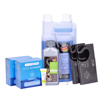 SET: 2× Spitze Schnecke Ersatzfilter für Philips Saeco CA6903 AquaClean + 2× Reinigungstabletten + Seltino Pure 1 L + Entkalker 250 ml + Pflegefett 5 g + Bürste